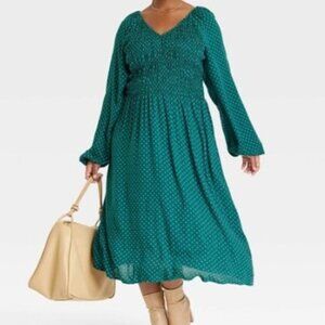 Ava & Viv Smocked Midi Dress 1X
